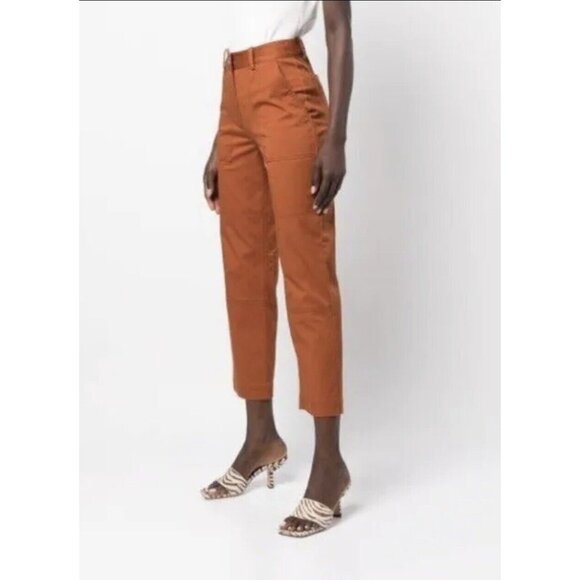 Derek Lam 10 Crosby Therese Cropped Straight Leg Trouser Pants cinnamon Size 4 - Picture 1 of 10